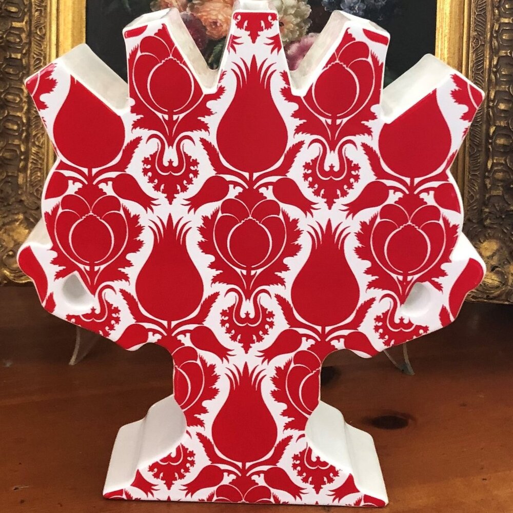 LARGE! Royal Delft Lotte van Laatum 5-Neck Tulipiere Red & White Vase
